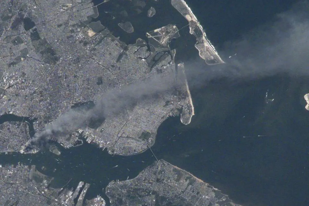 9/11 attacks on Twin Towers from space