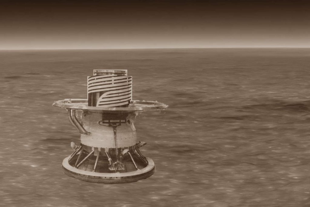 Venera 9 spacecraft on the surface of Venus (illustration)