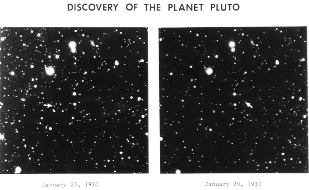 Discovery photographs of Pluto. Pluto was discovered on February 18, 1930