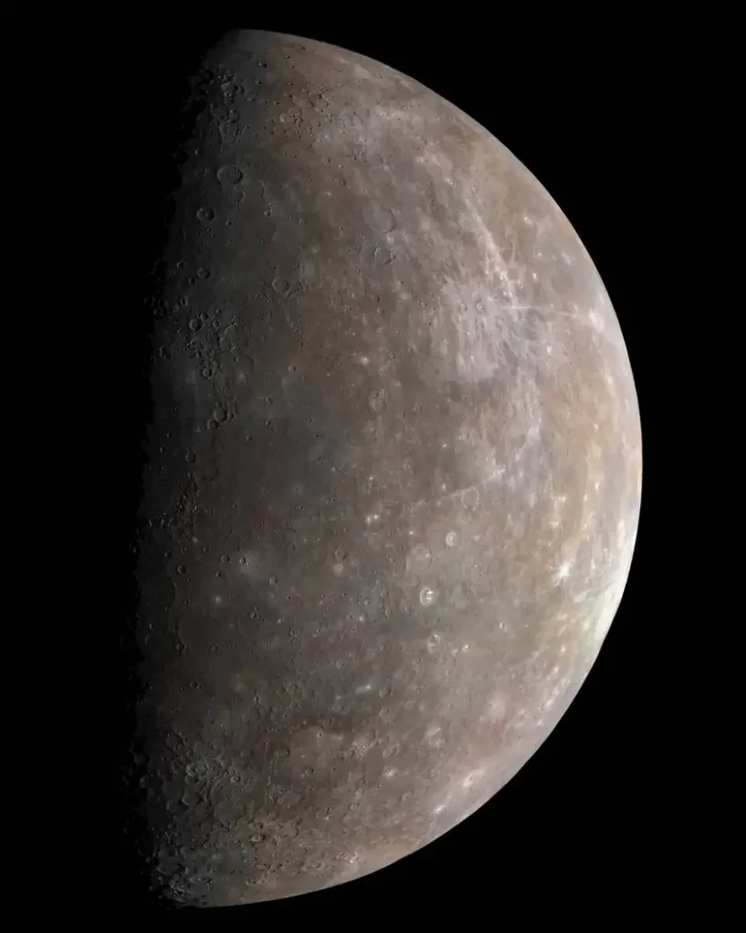 Mariner 10 image of Mercury taken during the first flyby.