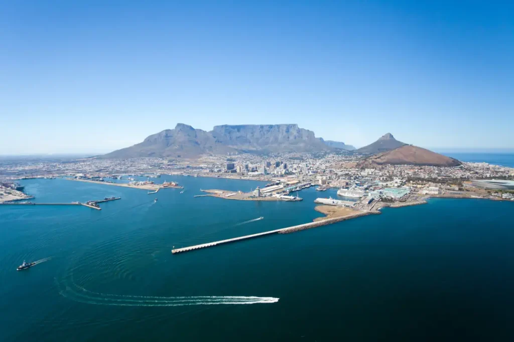 New 7 Wonders of Nature: Aerial view of Cape Town and table mountain